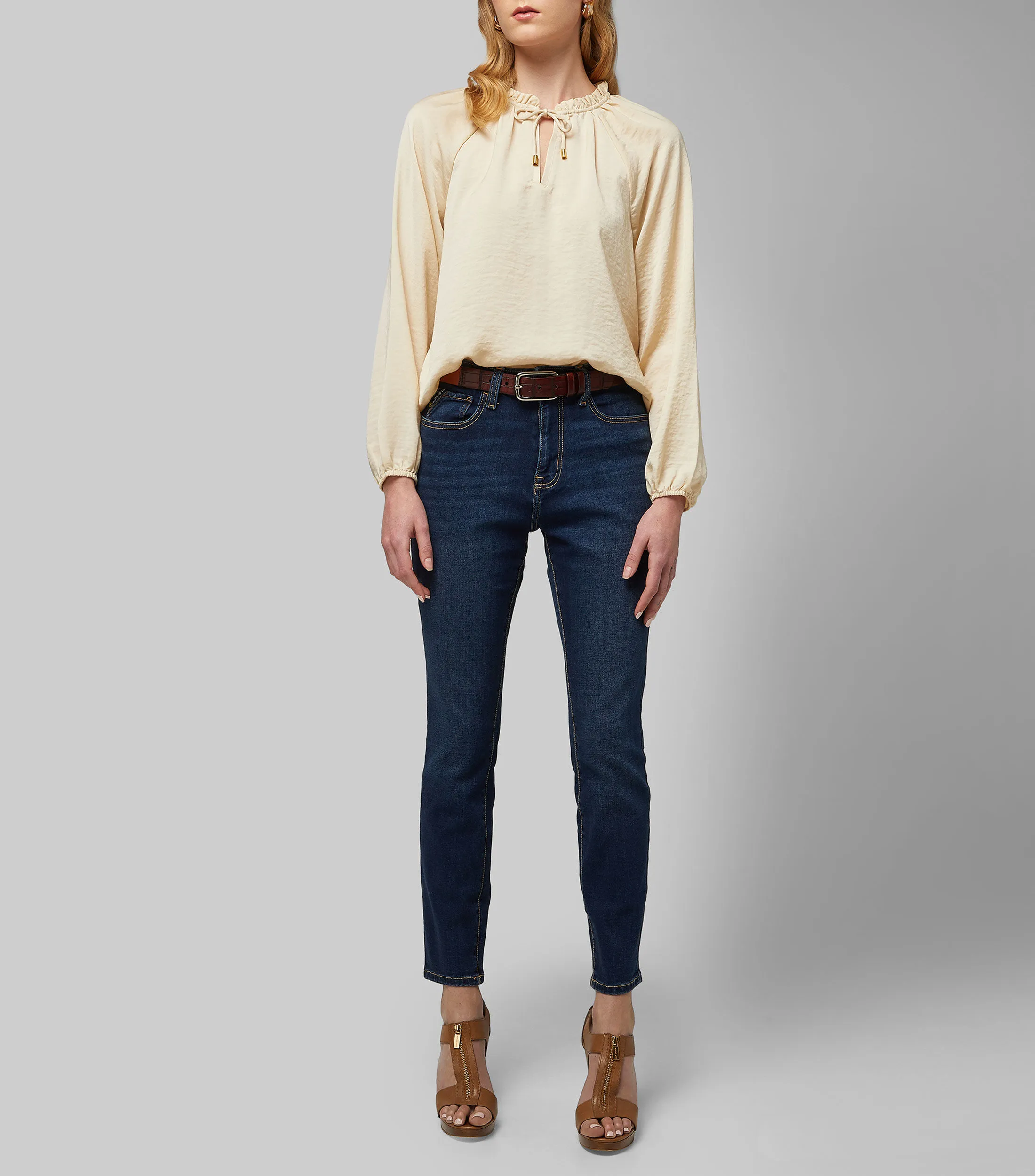 Nautica Blusa lisa de manga larga Mujer
