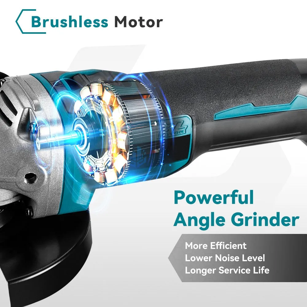 NewBeny 125mm Brushless Cordless Angle Grinder 4 Gears For Makita 18V Battery