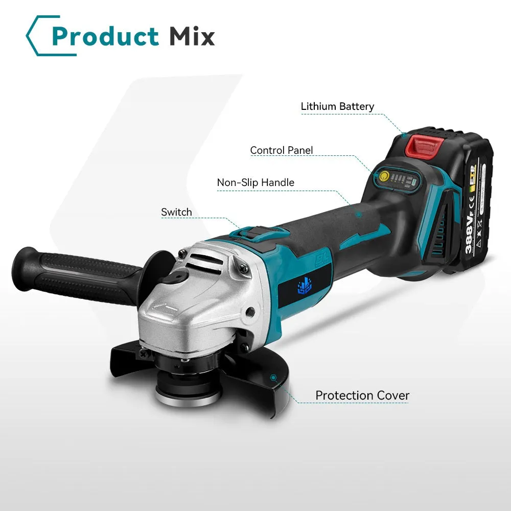 NewBeny 125mm Brushless Cordless Angle Grinder 4 Gears For Makita 18V Battery