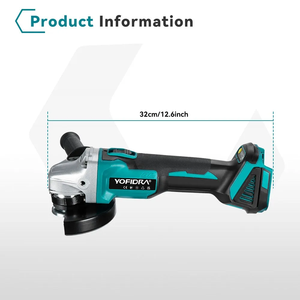 NewBeny 125mm Brushless Cordless Angle Grinder 4 Gears For Makita 18V Battery