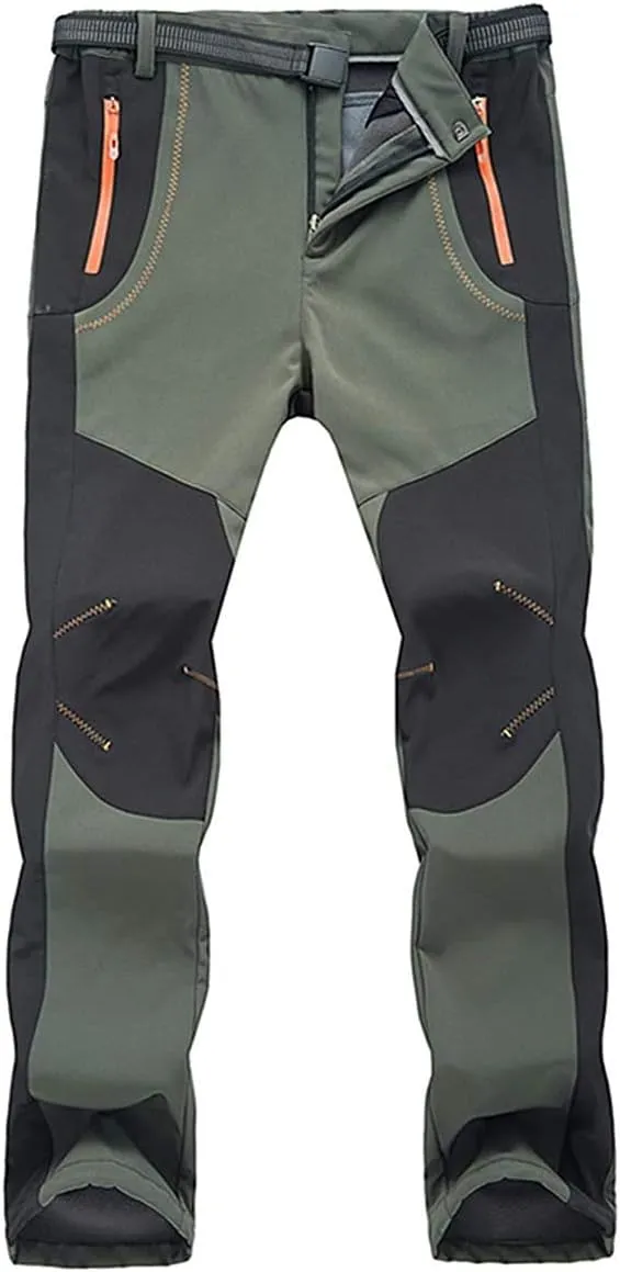 NXDRS Pantalones forrados de forro polar Softshell de invierno para el aire libre con bolsillos con cremallera. Pantalones de tr