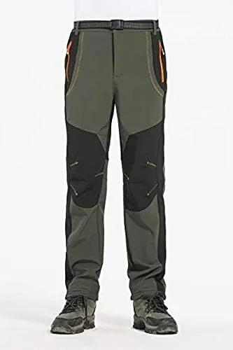 NXDRS Pantalones forrados de forro polar Softshell de invierno para el aire libre con bolsillos con cremallera. Pantalones de tr