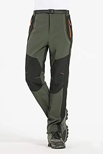 NXDRS Pantalones forrados de forro polar Softshell de invierno para el aire libre con bolsillos con cremallera. Pantalones de tr