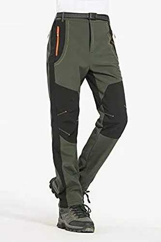 NXDRS Pantalones forrados de forro polar Softshell de invierno para el aire libre con bolsillos con cremallera. Pantalones de tr