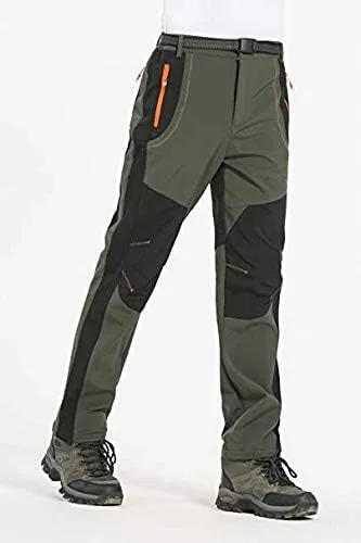 NXDRS Pantalones forrados de forro polar Softshell de invierno para el aire libre con bolsillos con cremallera. Pantalones de tr