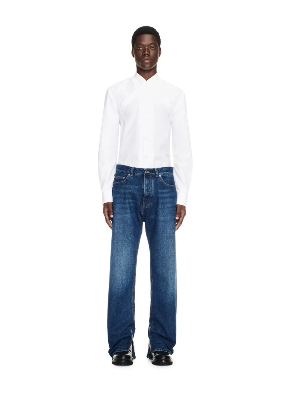 Off White Arr Tab Zip Det Skate Jeans Medium Blue No Color