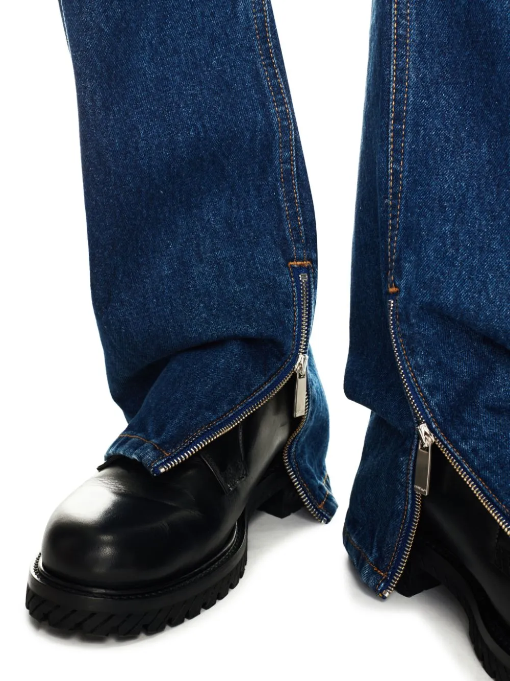 Off White Arr Tab Zip Det Skate Jeans Medium Blue No Color