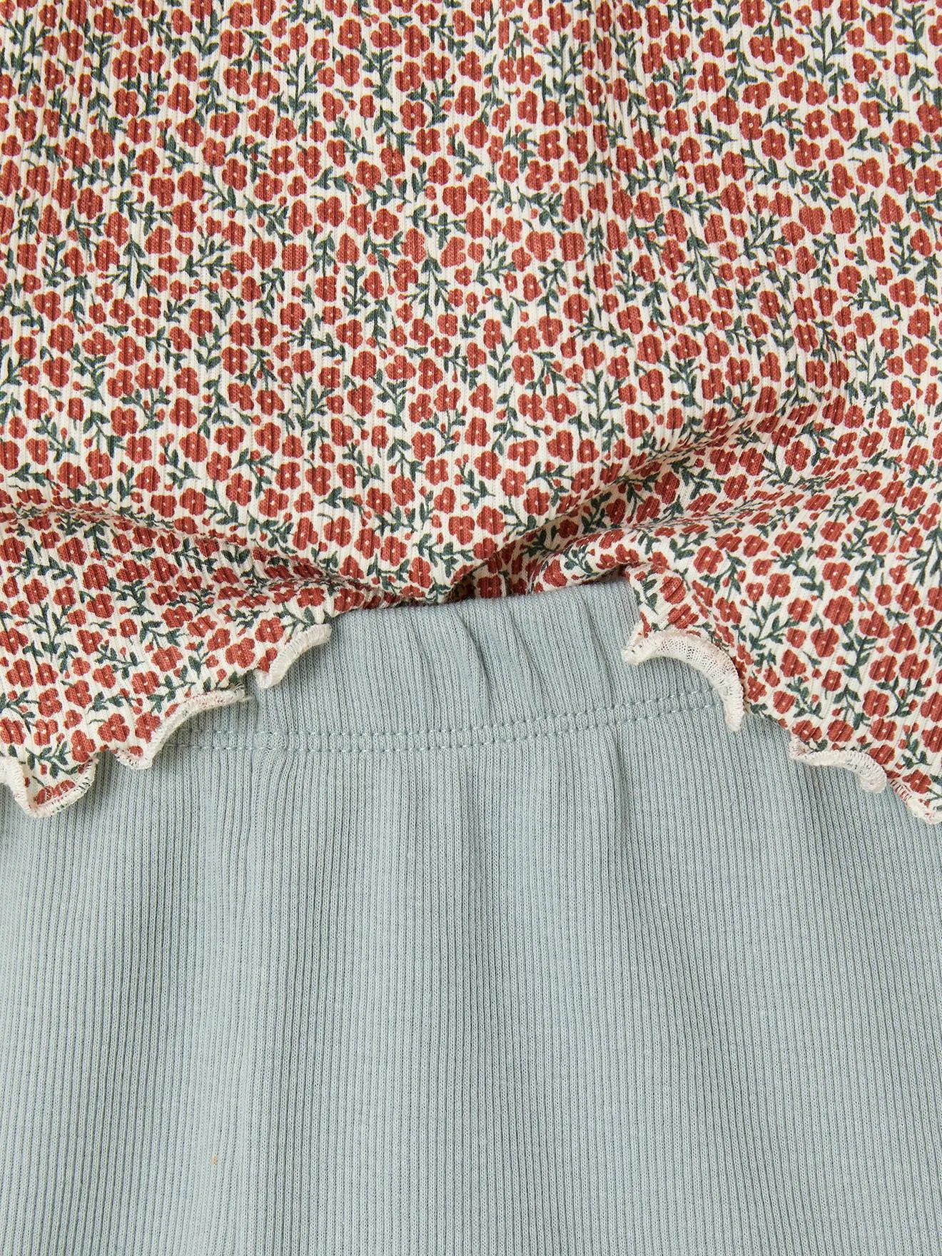 Pack de 2 pijamas con short de punto de canalé para niña