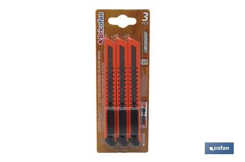 Pack de 3 cúter | Fabricado en ABS | Medida de la hoja de 9 mm