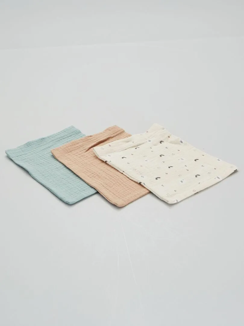 PACK DE 3 MANOPLAS DE BAñO DE FIELTRO  BEIGE