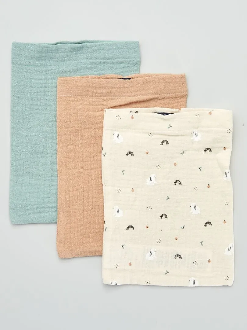 PACK DE 3 MANOPLAS DE BAñO DE FIELTRO  BEIGE