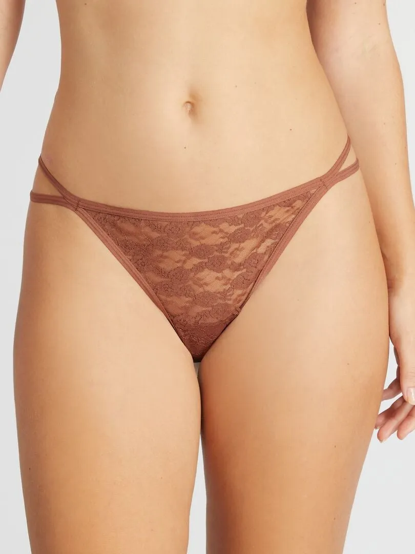 PACK DE 3 TANGAS DE ENCAJE  BEIGE