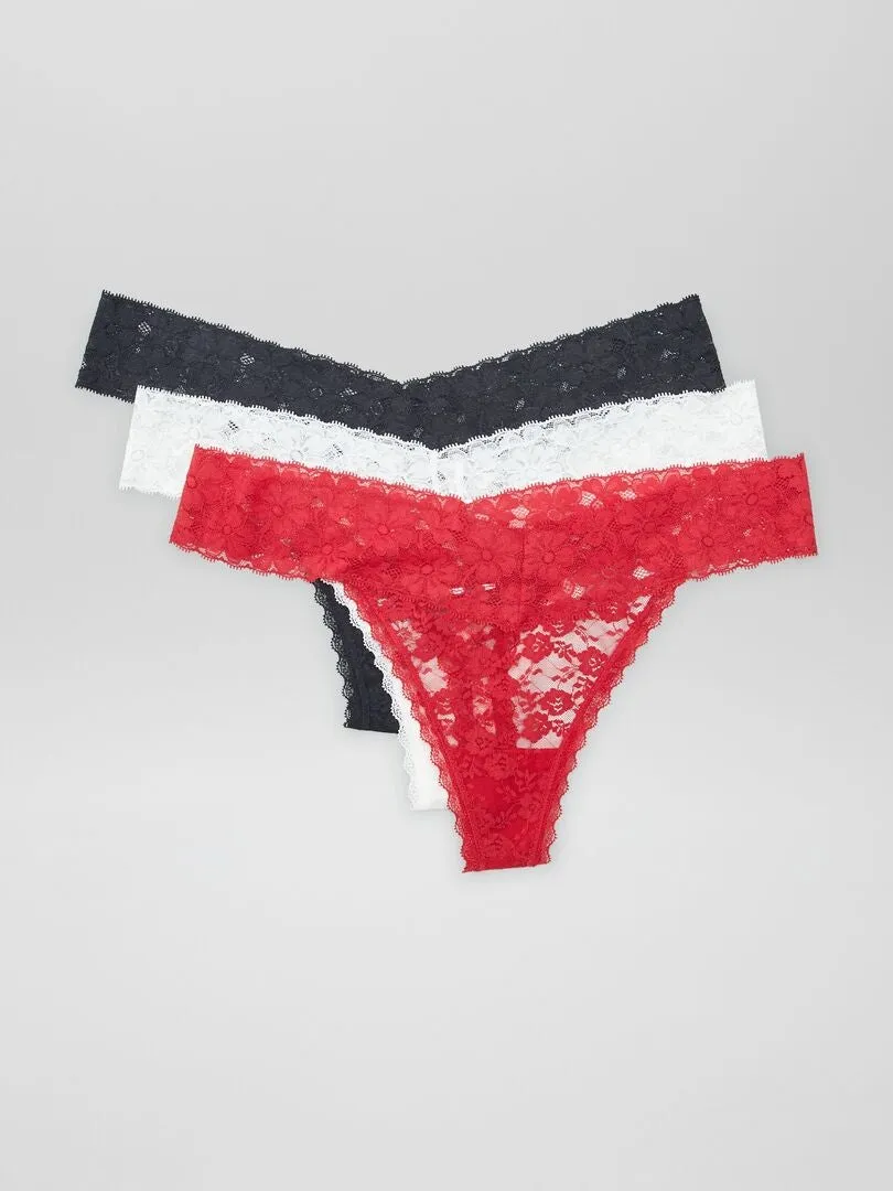 PACK DE 3 TANGAS DE PUNTO  ROJO