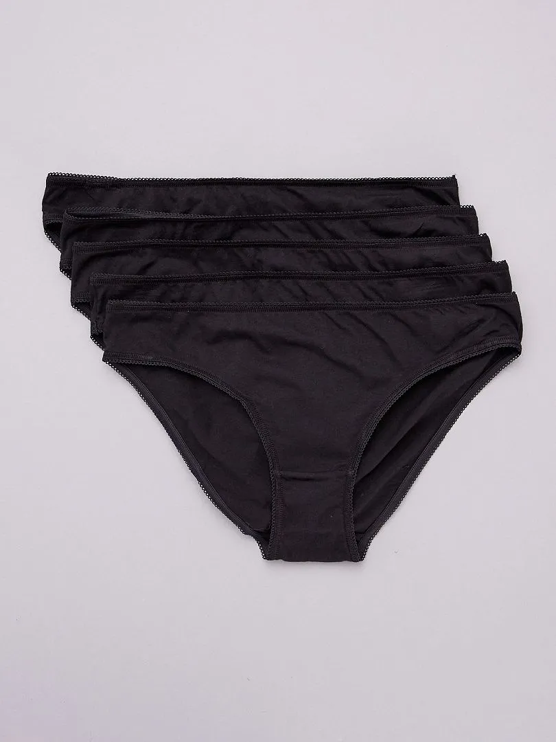 PACK DE 5 BRAGUITAS DE ALGODóN LISO  NEGRO