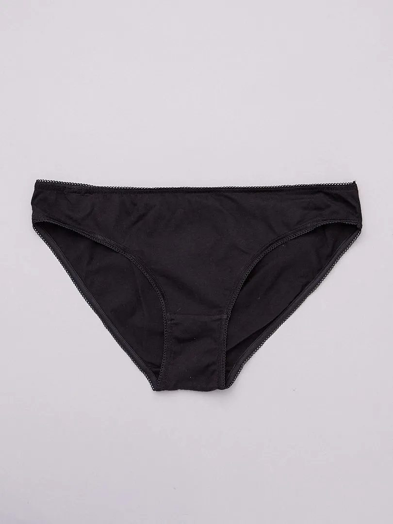 PACK DE 5 BRAGUITAS DE ALGODóN LISO  NEGRO