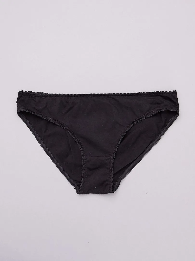 PACK DE 5 BRAGUITAS DE ALGODóN LISO  NEGRO