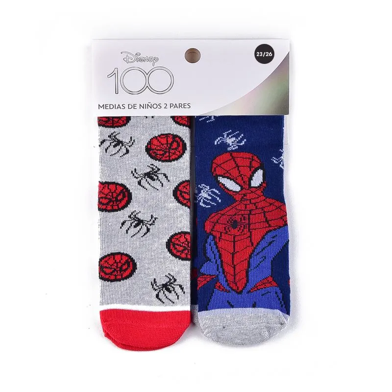PACK DE MEDIAS PARA NIÑO SPIDERMAN X 2 TALLES 23 AL 26