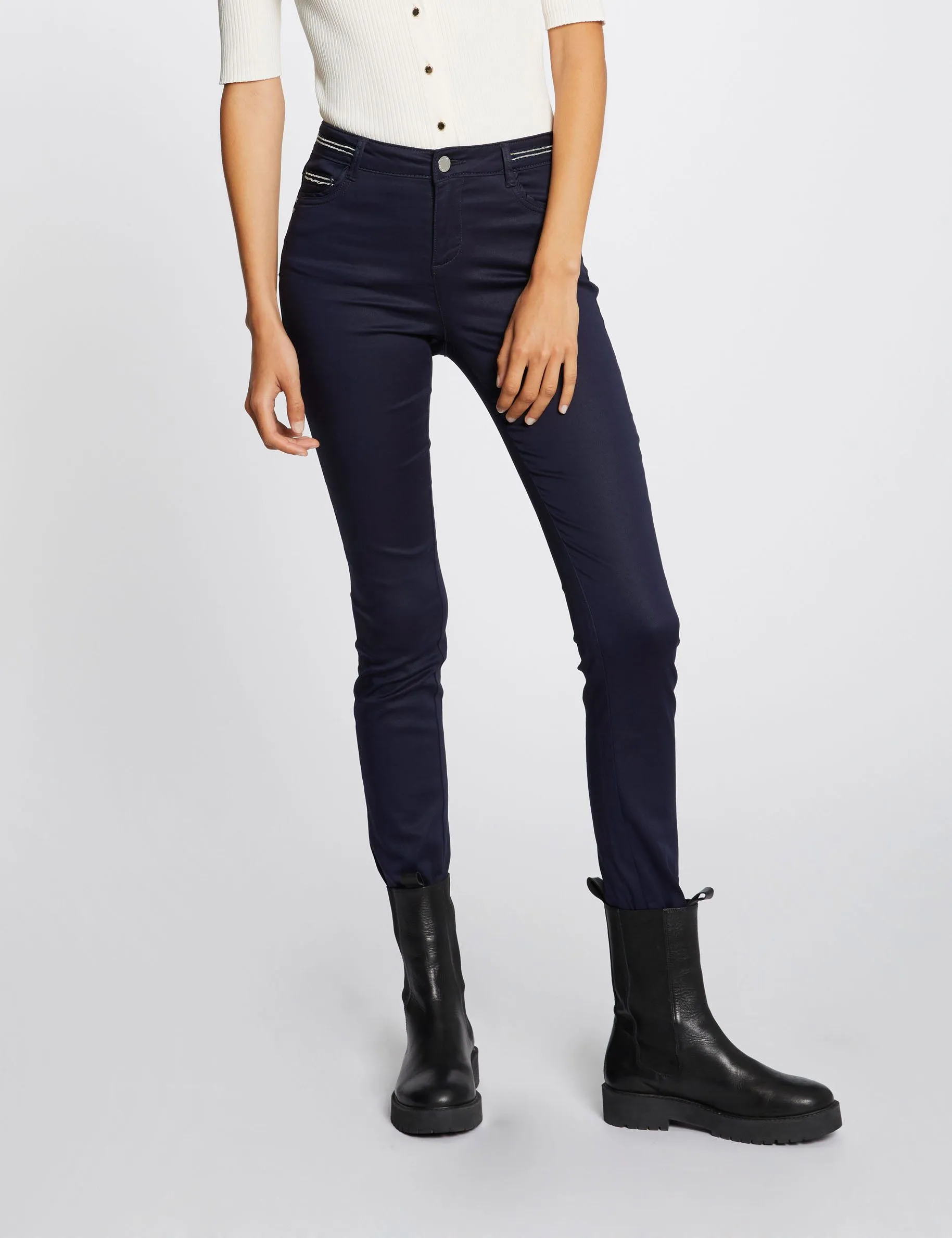 PALONA  PANTALóN SLIM ENCERADO EN AZUL