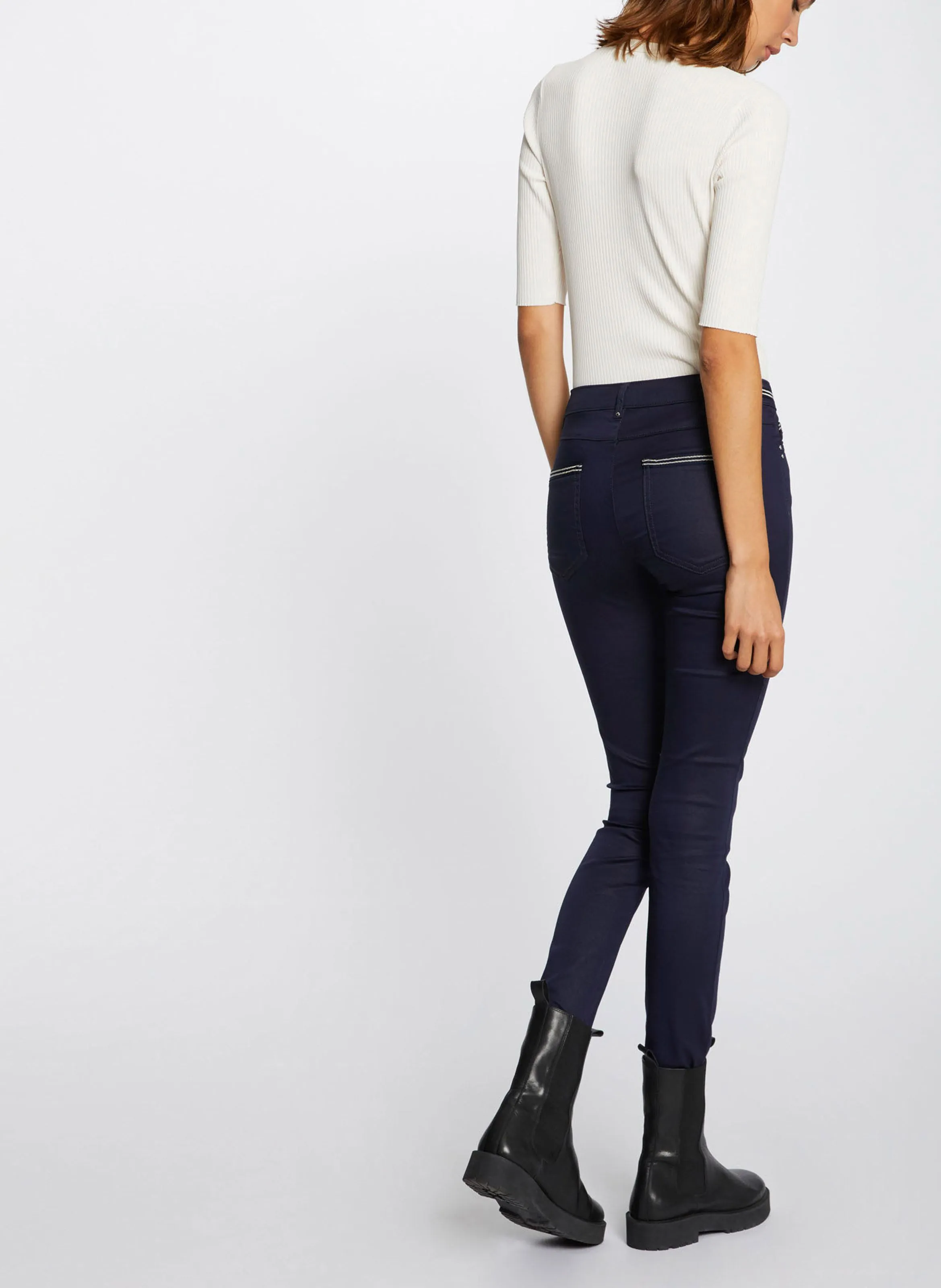 PALONA  PANTALóN SLIM ENCERADO EN AZUL