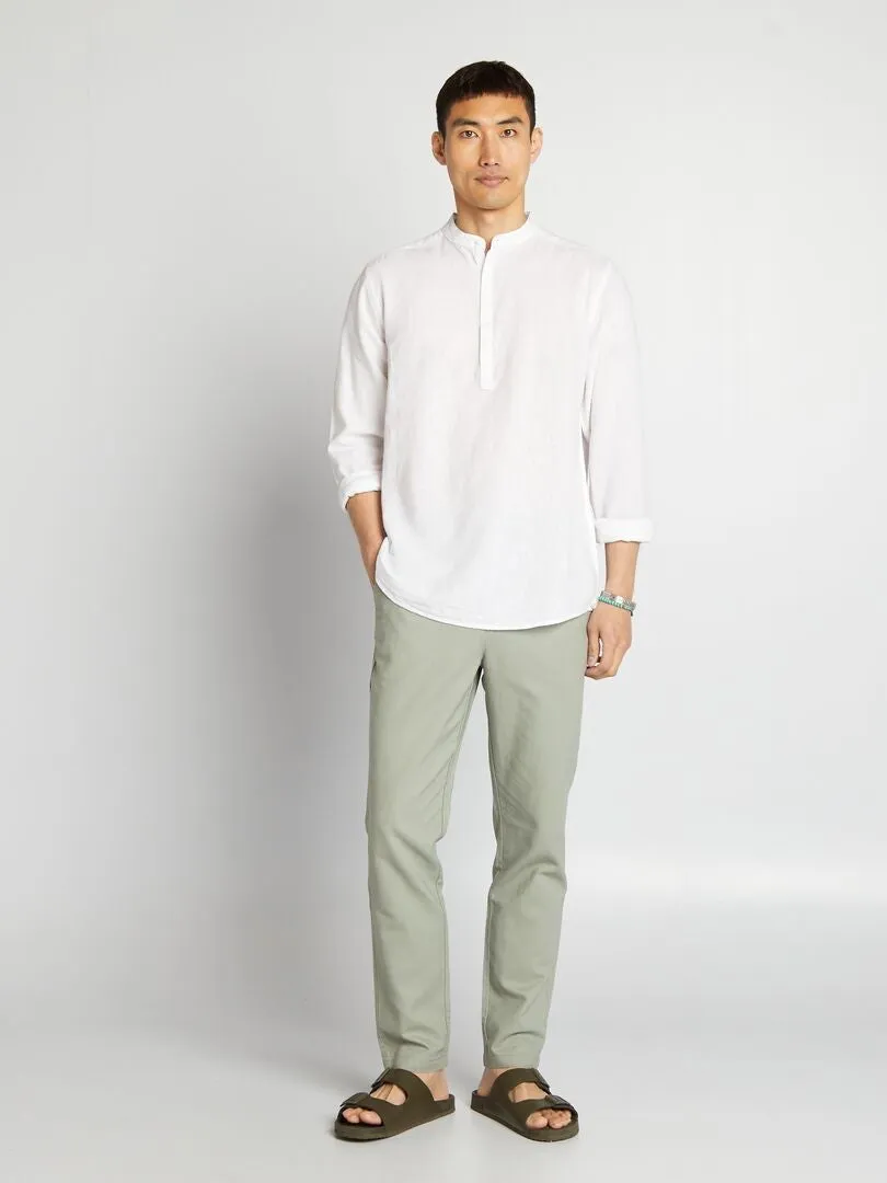 PANTALóN CHINO SLIM DE MEZCLA DE LINO  VERDE