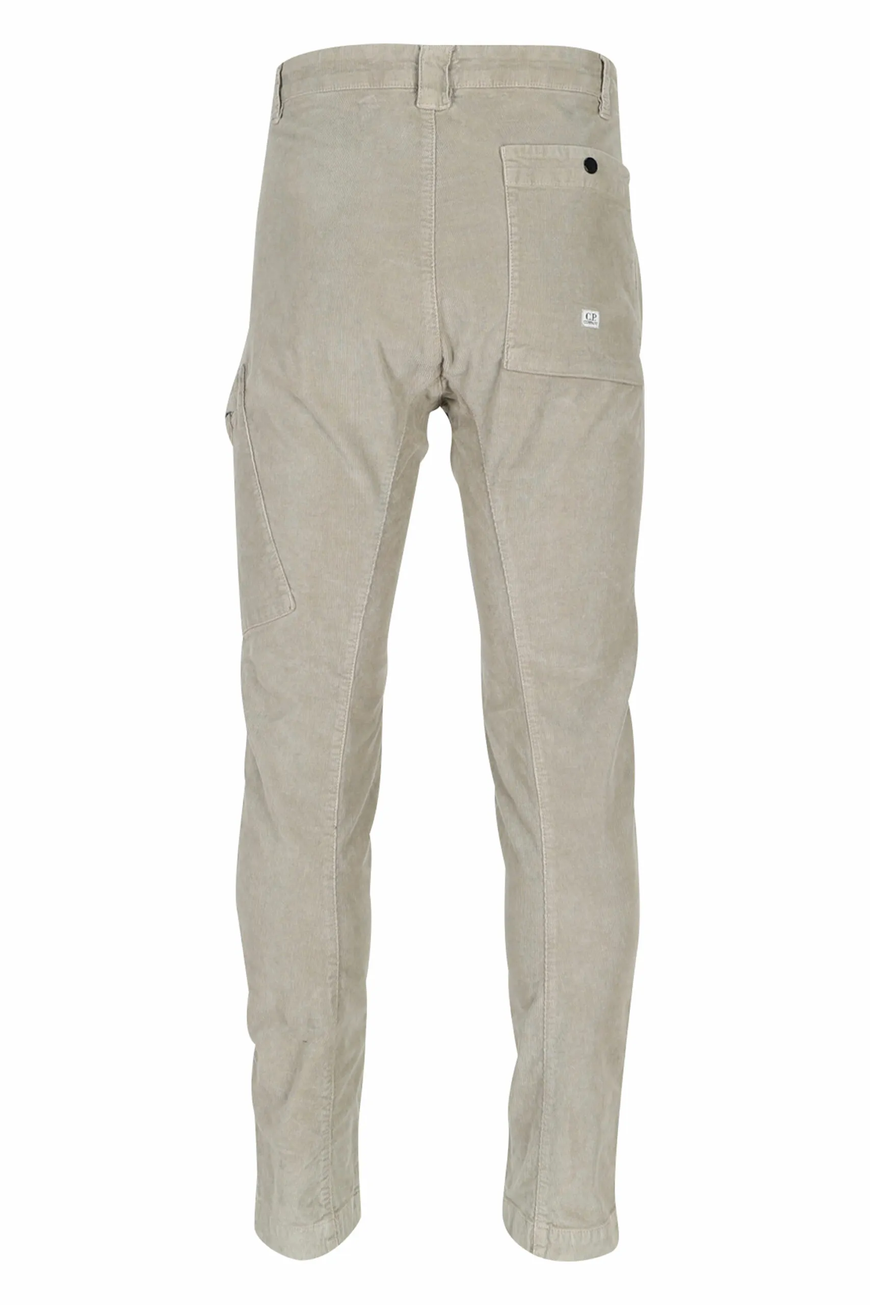 Pantalón de pana beige con bolsillo lateral y logo lente