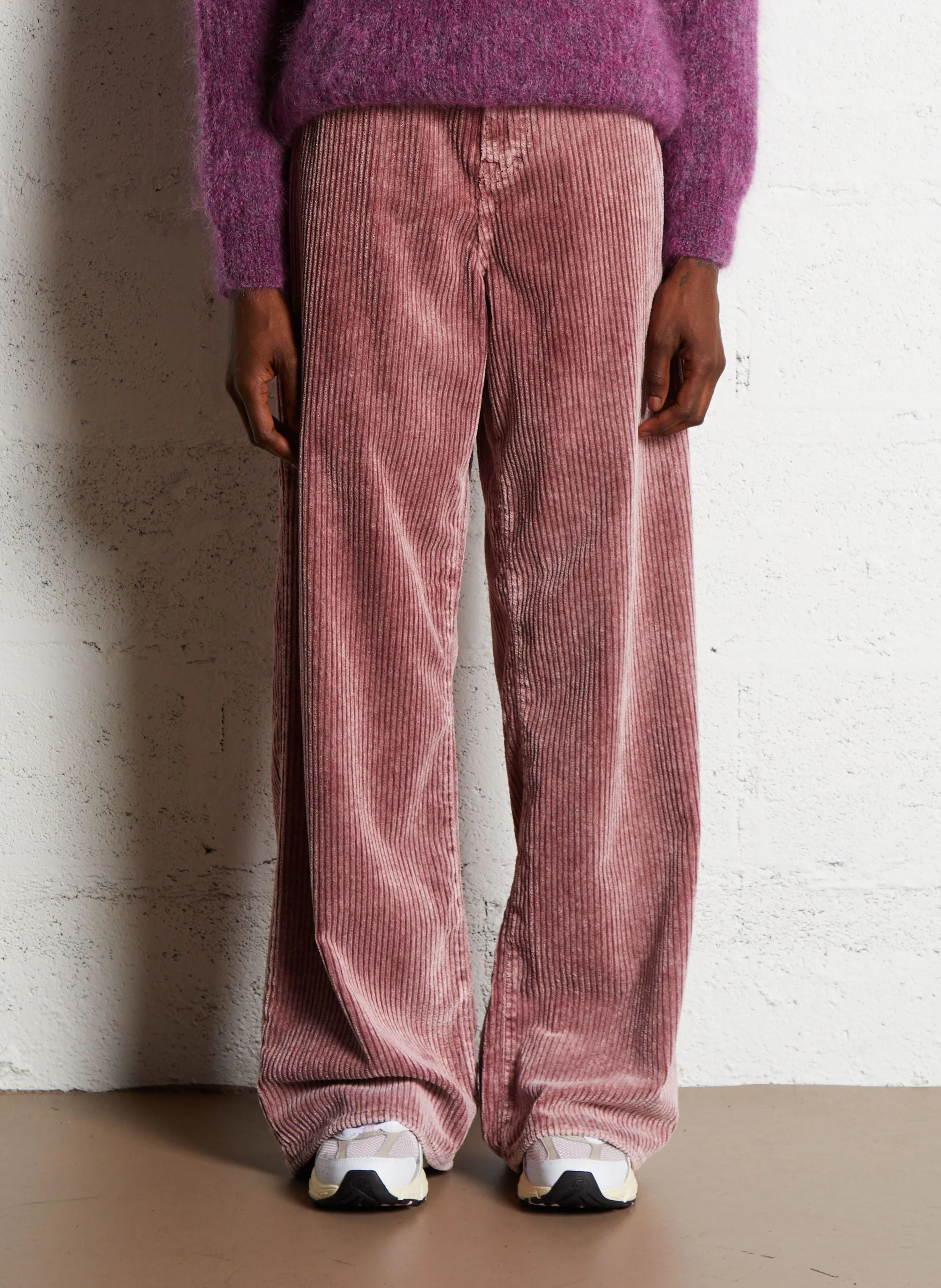 PARTHE  PANTALóN CHINO RECTO DE PANA EN ROSA