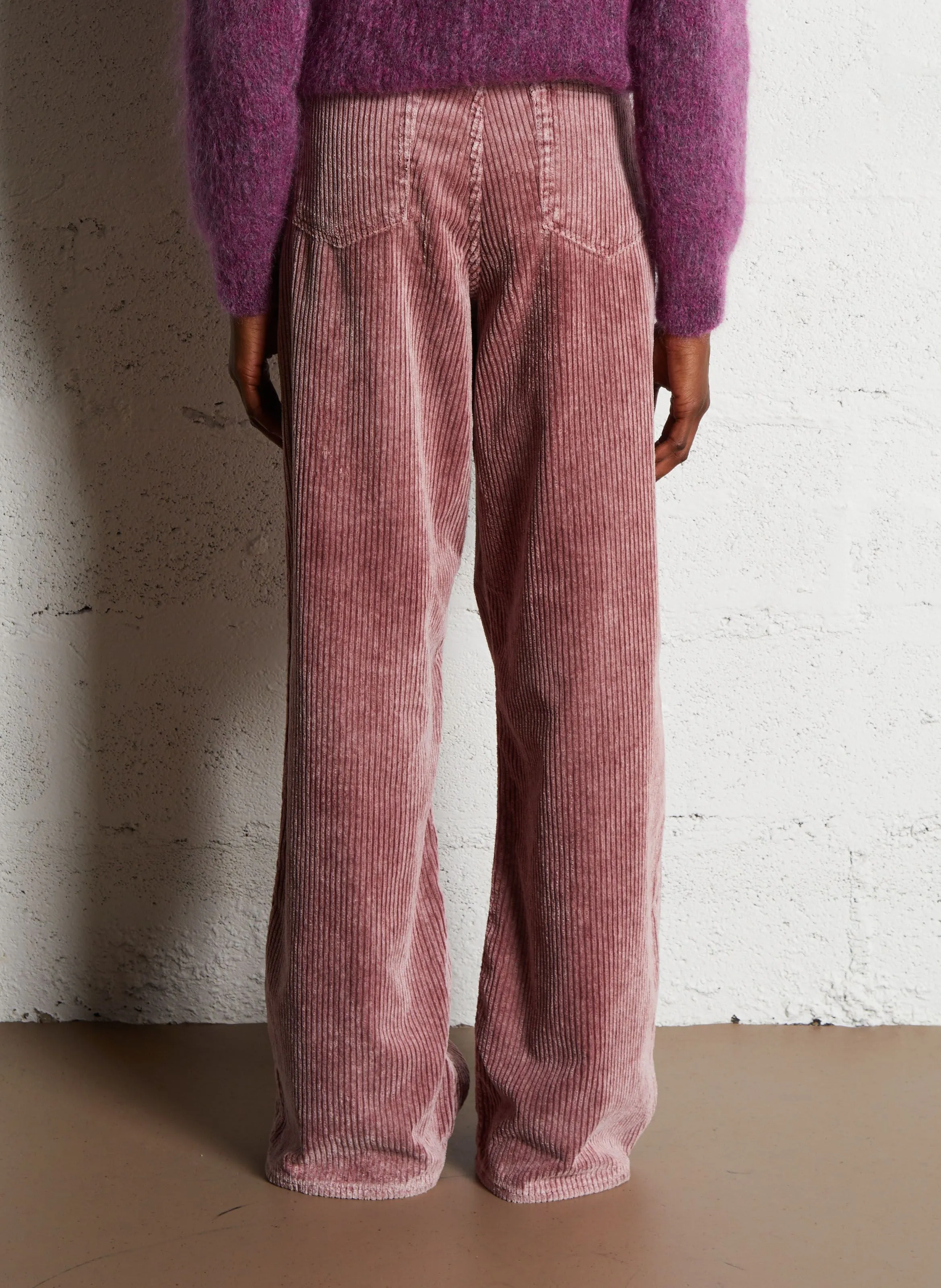PARTHE  PANTALóN CHINO RECTO DE PANA EN ROSA