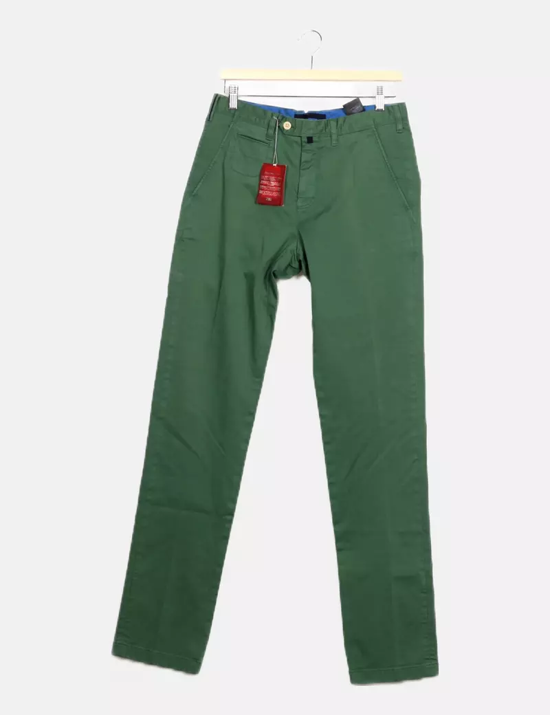Pedro del Hierro Pantalón verde recto