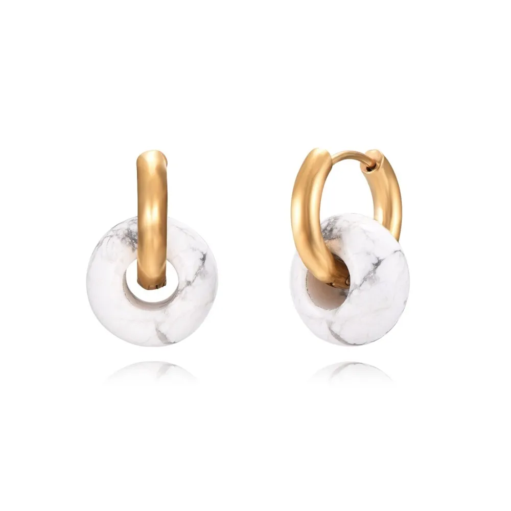 Pendientes Aros Ginette Ágata Dentrítica Oro (PAR)