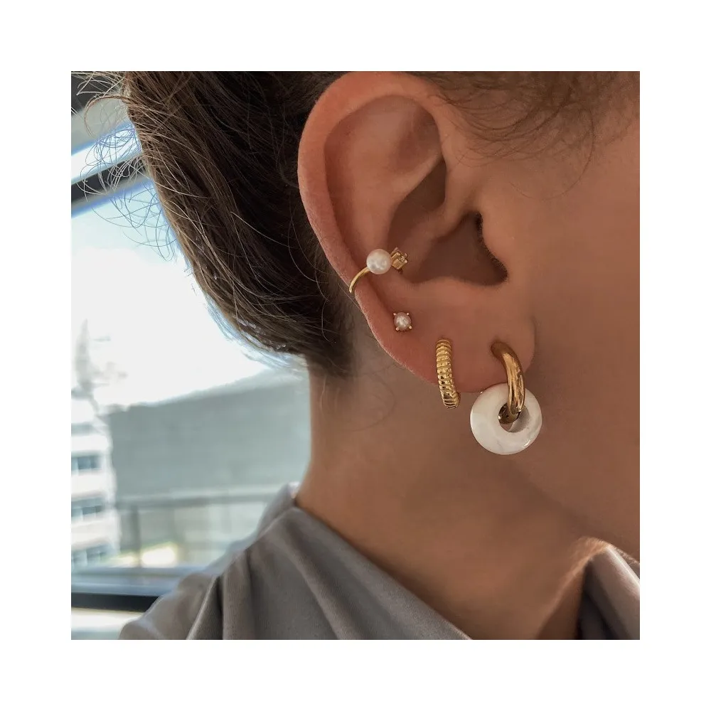 Pendientes Aros Ginette Ágata Dentrítica Oro (PAR)