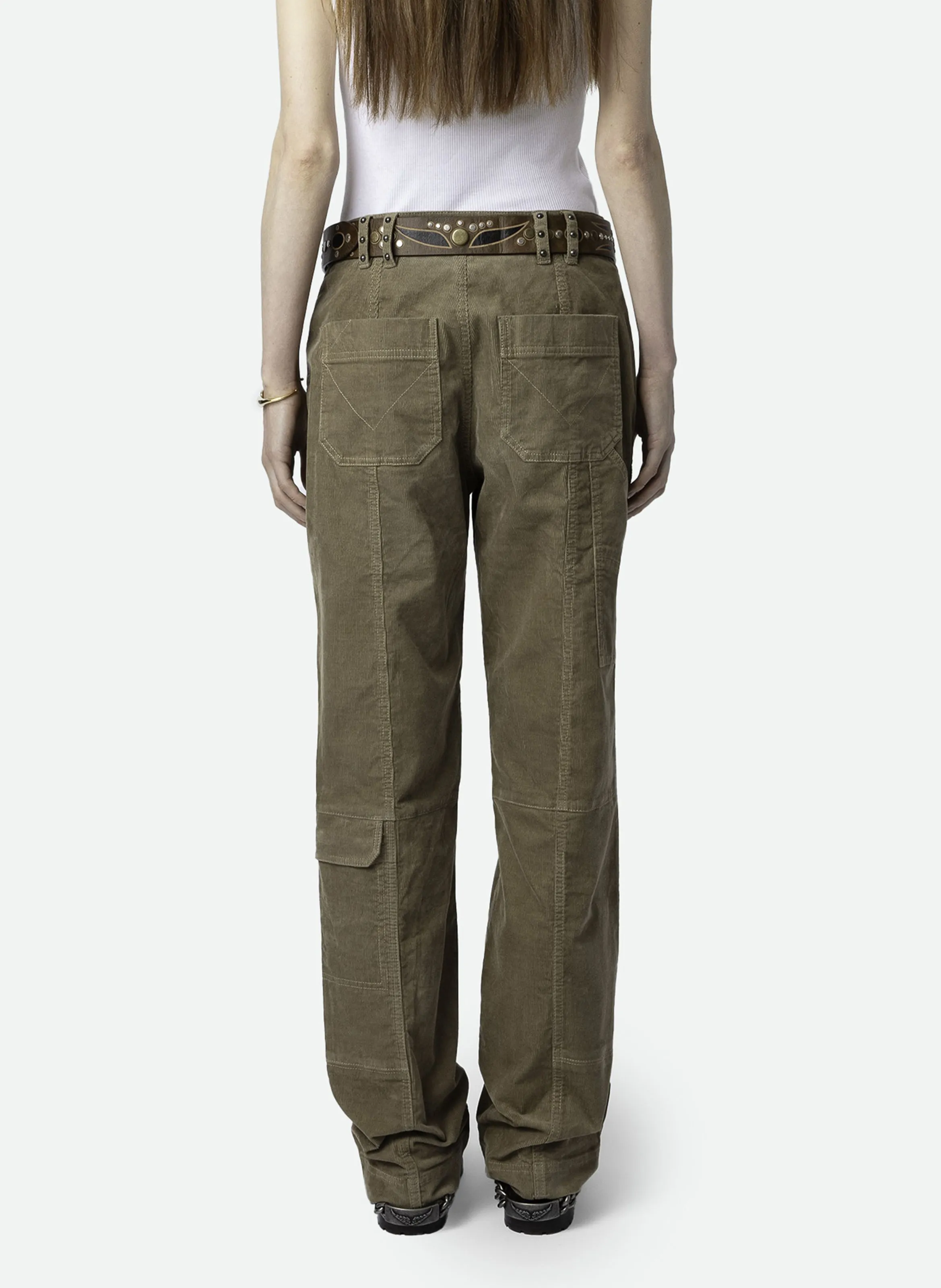 PEPPER  PANTALóN ANCHO DE MEZCLA DE ALGODóN ORGáNICO EN BEIGE