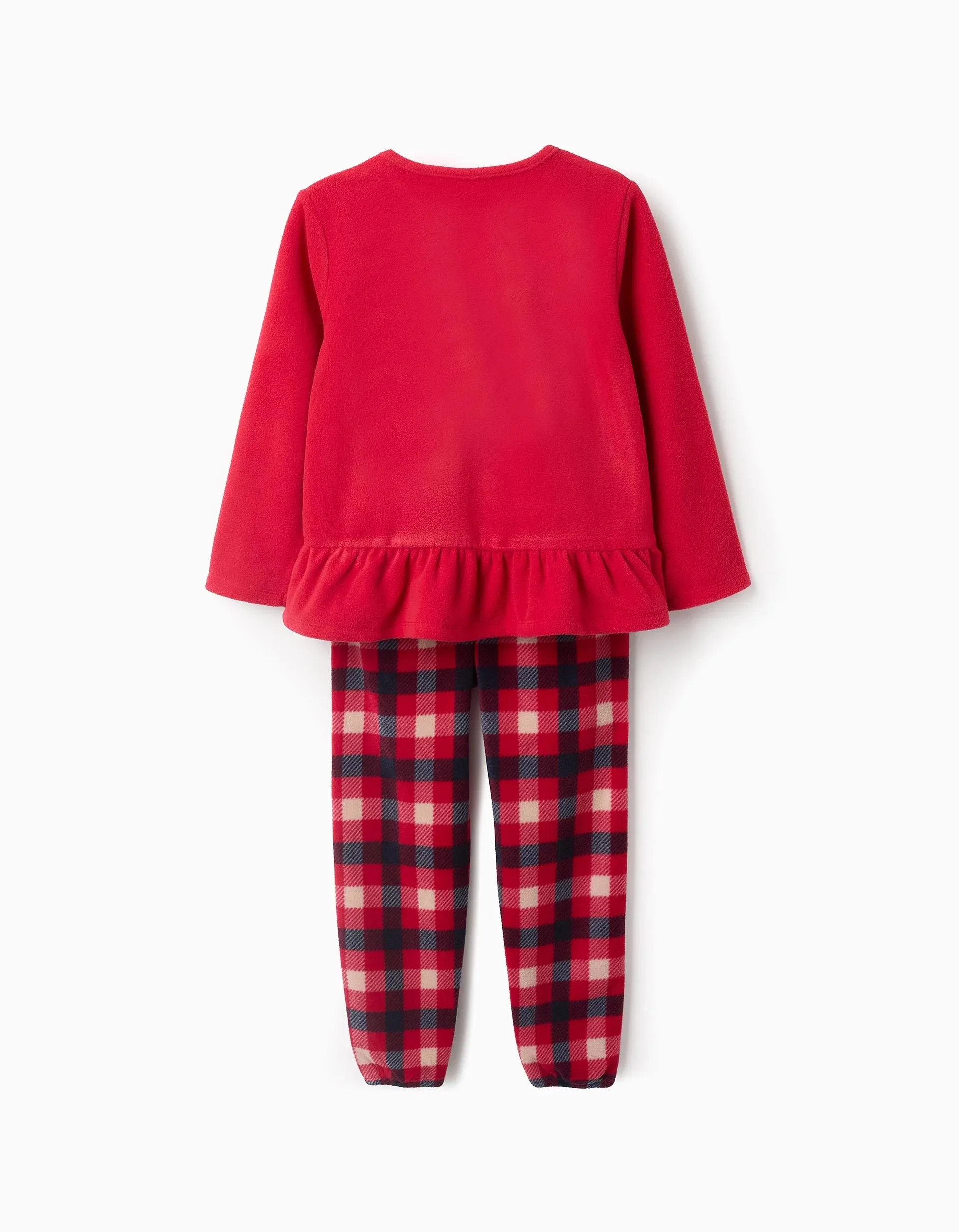 Pijama Polar para Niña con Cuadros Trineo Rojo ZIPPY