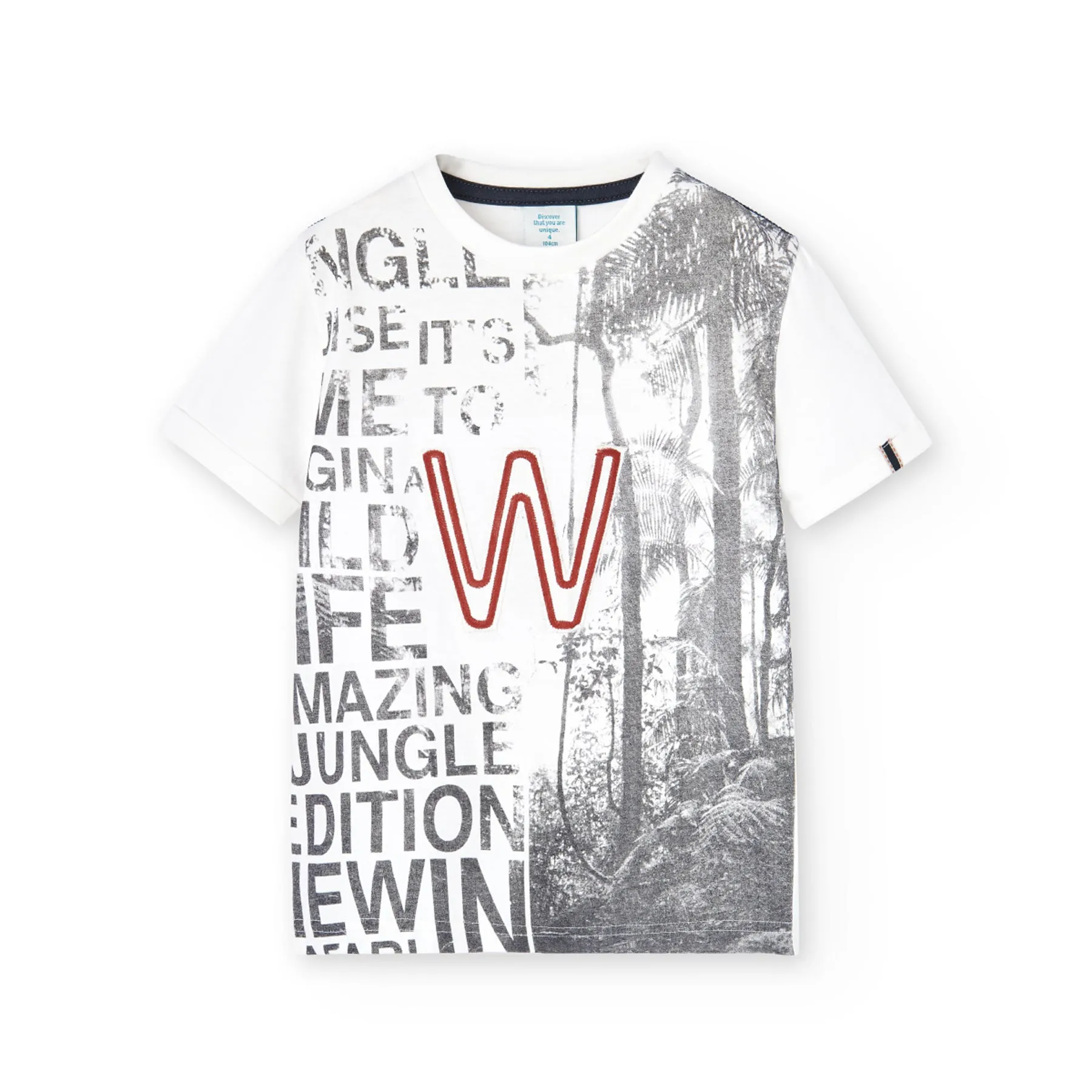 Playera Blanca Estampado “W” Para Niño BOBOLI
