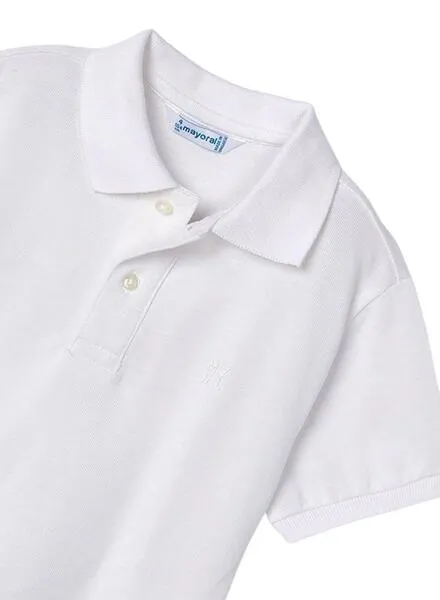 Polo Mayoral Granito Básico Blanco Para Niño