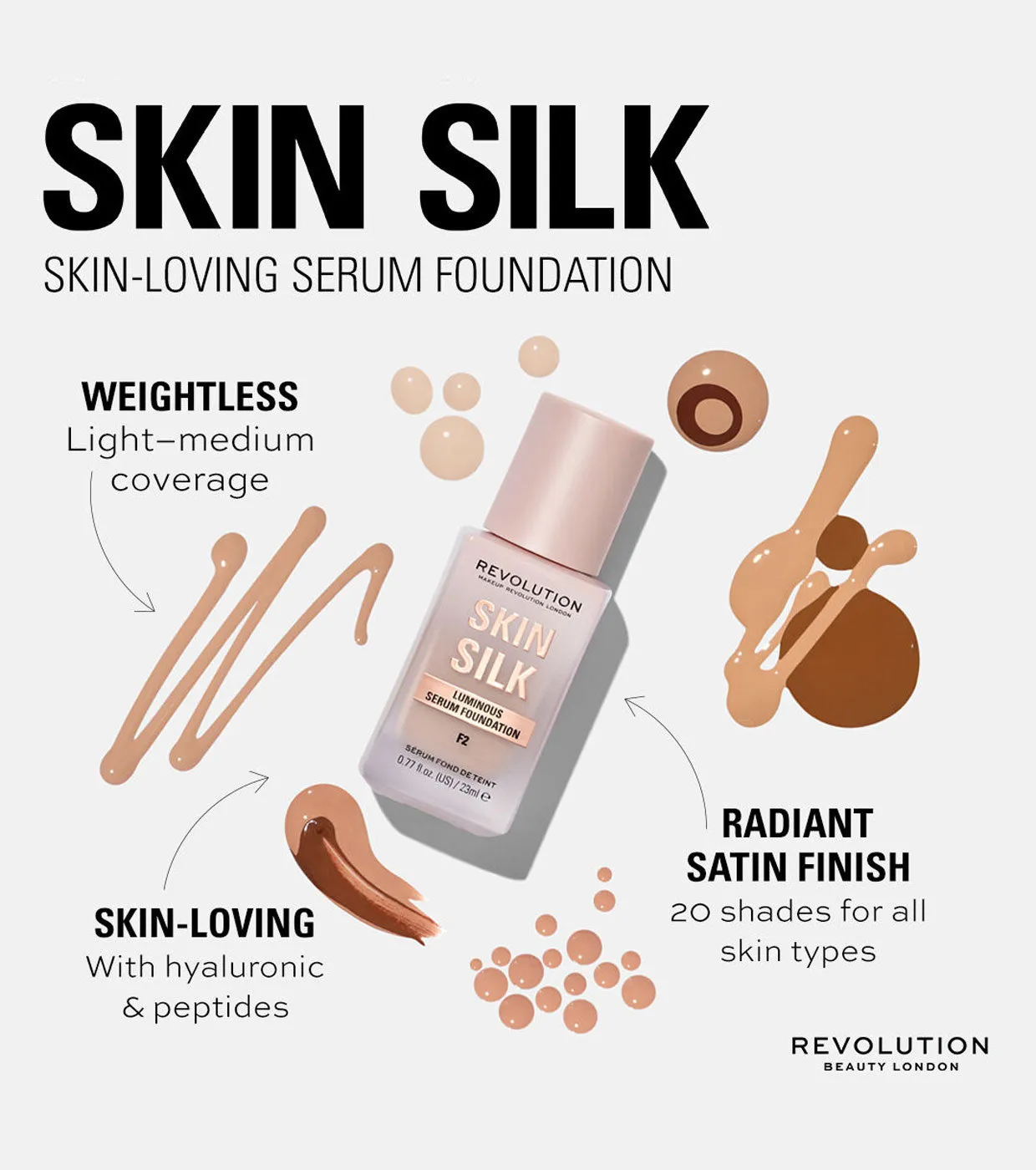 REVOLUTION  BASE DE MAQUILLAJE SKIN SILK SERUM FOUNDATION  F8.5