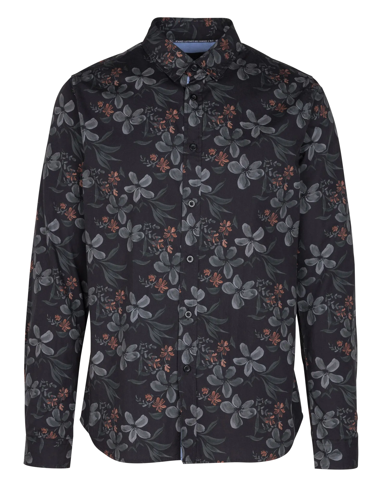 RIKEL  CAMISA CLáSICA DE CUELLO RECTO CON ESTAMPADO FLORAL DE ALGODóN EN NEGRO