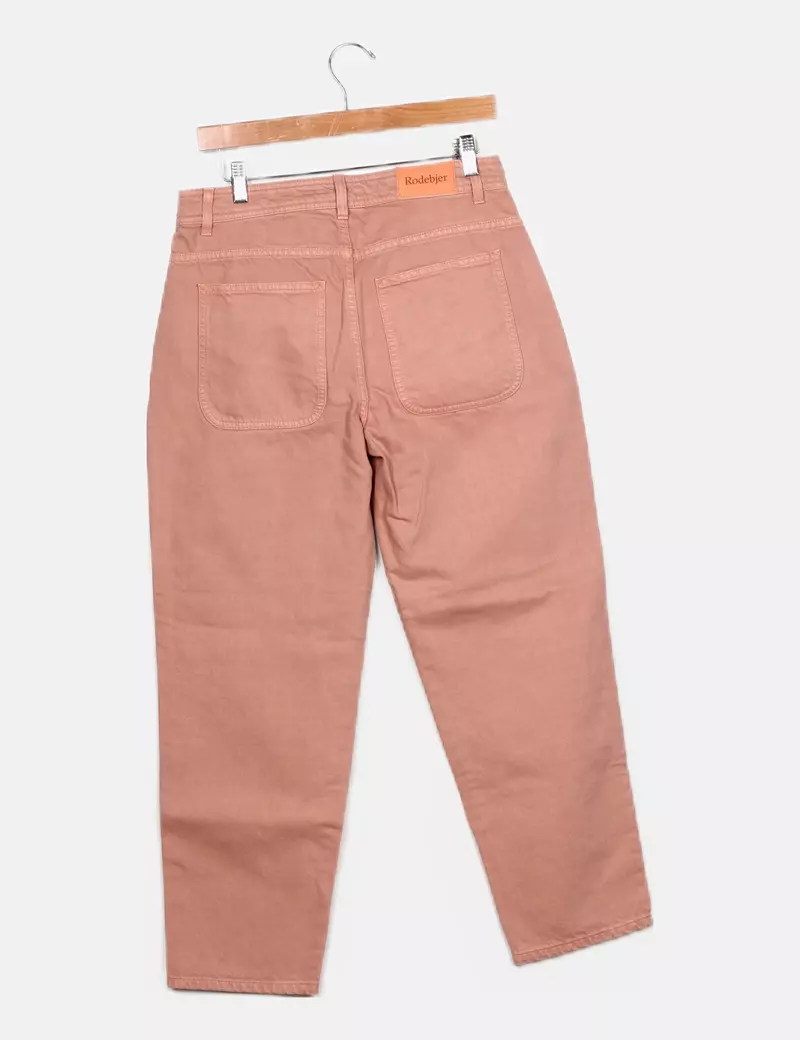 RODEBJER Pantalón denim rosa mom fit