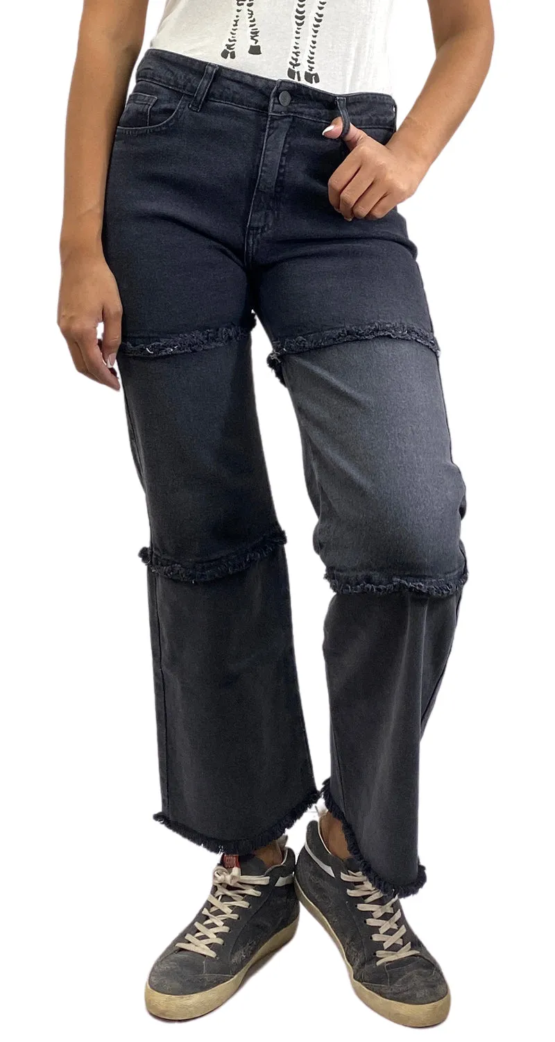 RUPHA Pantalón Negro Desflecado