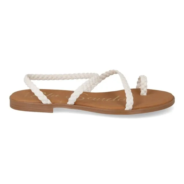 SANDALIAS PLANAS MUJER PIEL MOD. SABBA BLANCO