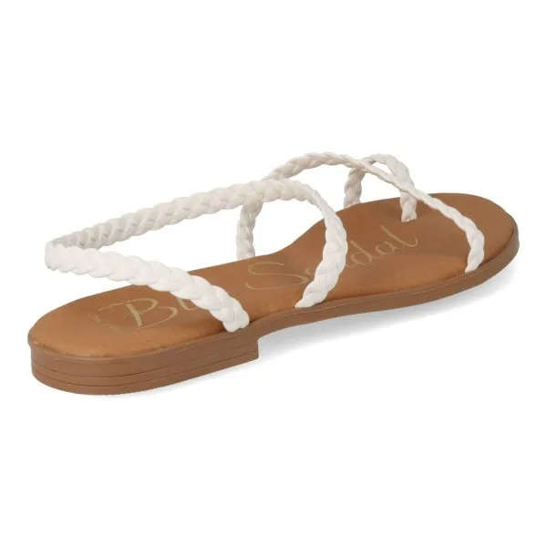 SANDALIAS PLANAS MUJER PIEL MOD. SABBA BLANCO