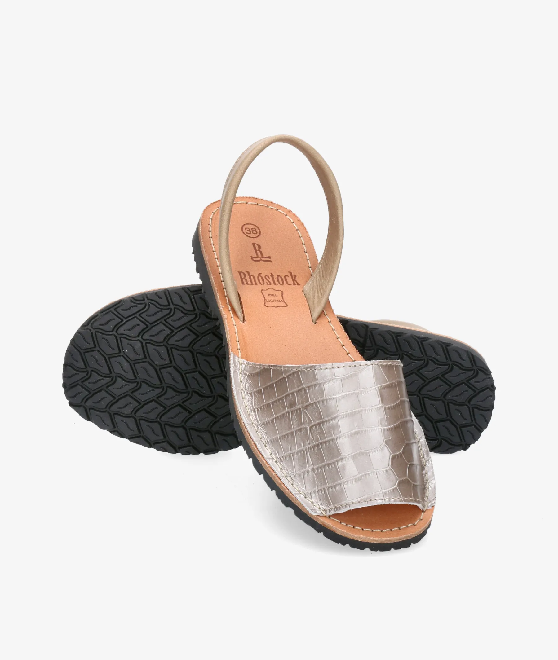 Sandalias Rhostock 150 en charol beige
