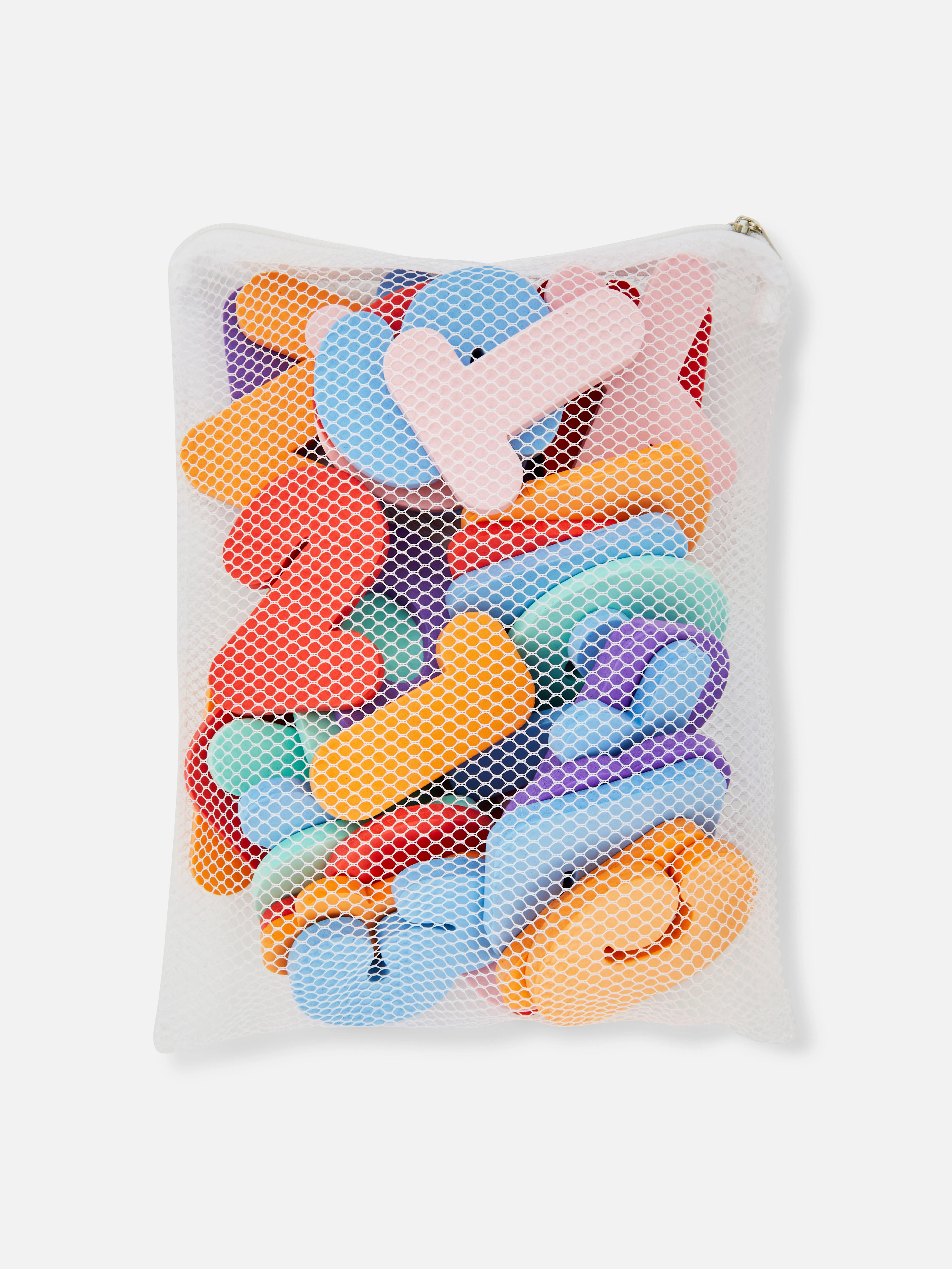 Set de juguetes de baño con letras y números de espuma