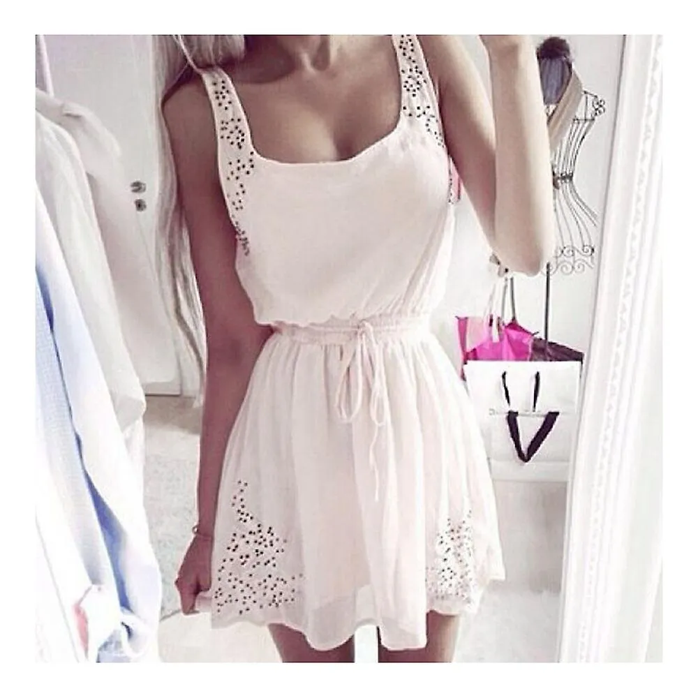 Sexy vestido de gasa sin mangas de cintura