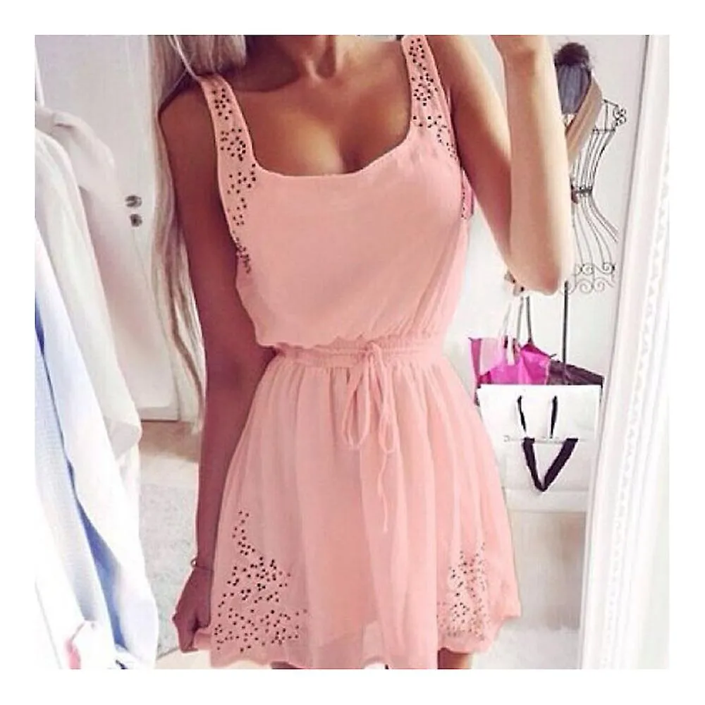 Sexy vestido de gasa sin mangas de cintura