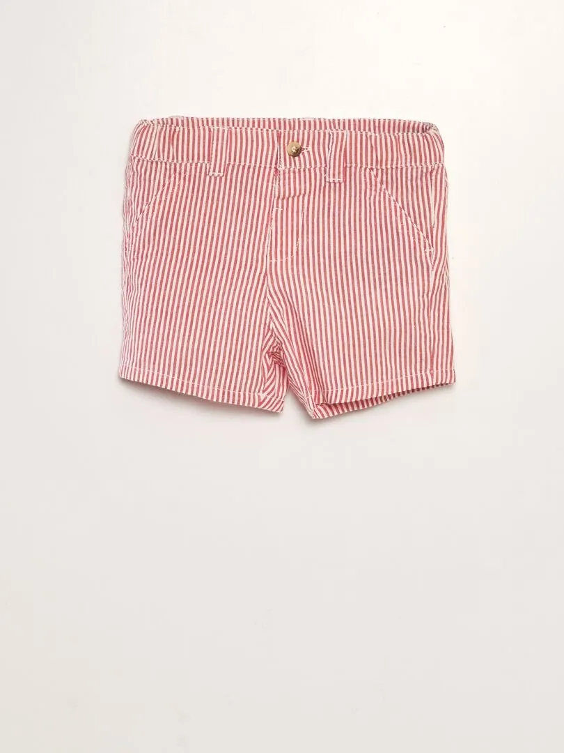 SHORT DE RAYAS DE LINO  ROJO