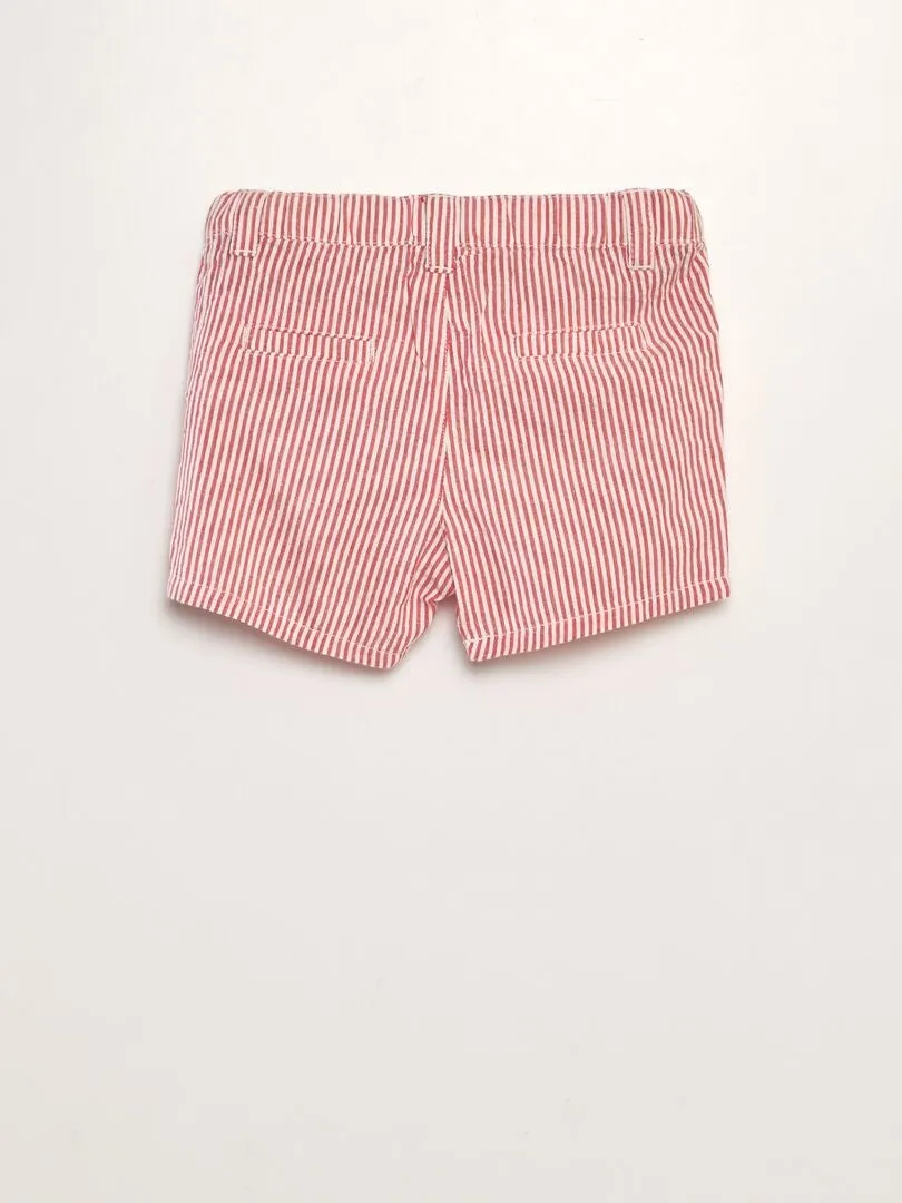 SHORT DE RAYAS DE LINO  ROJO
