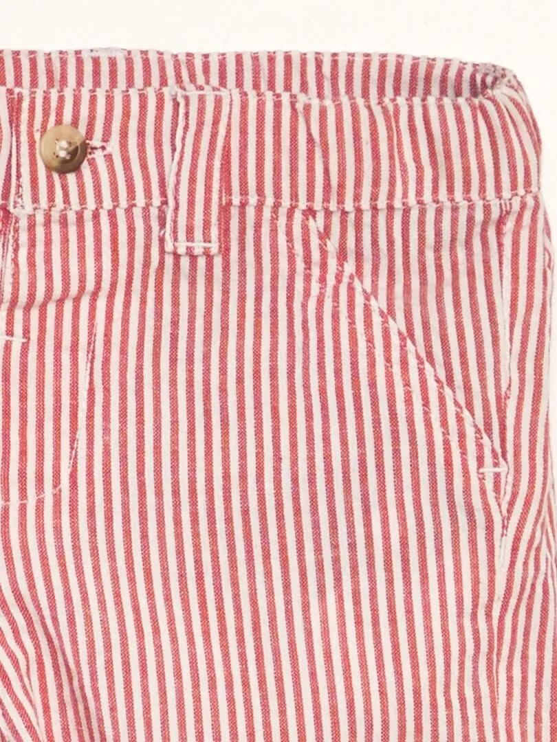 SHORT DE RAYAS DE LINO  ROJO