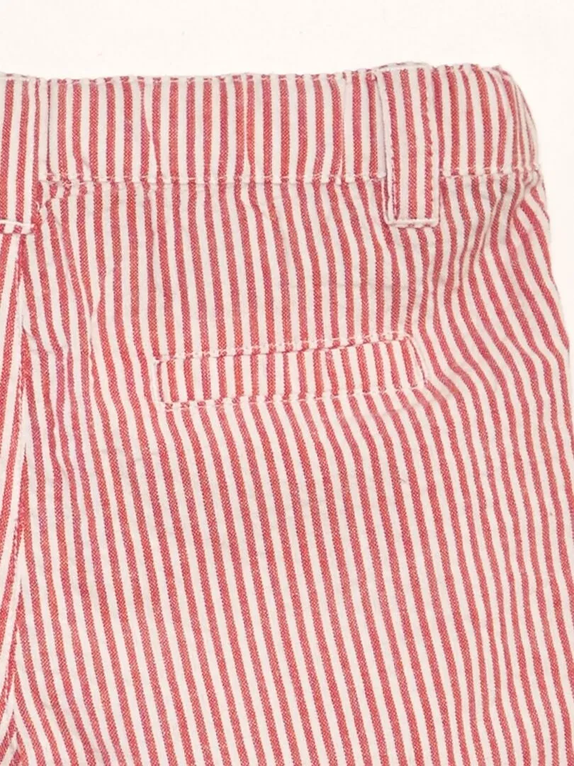 SHORT DE RAYAS DE LINO  ROJO