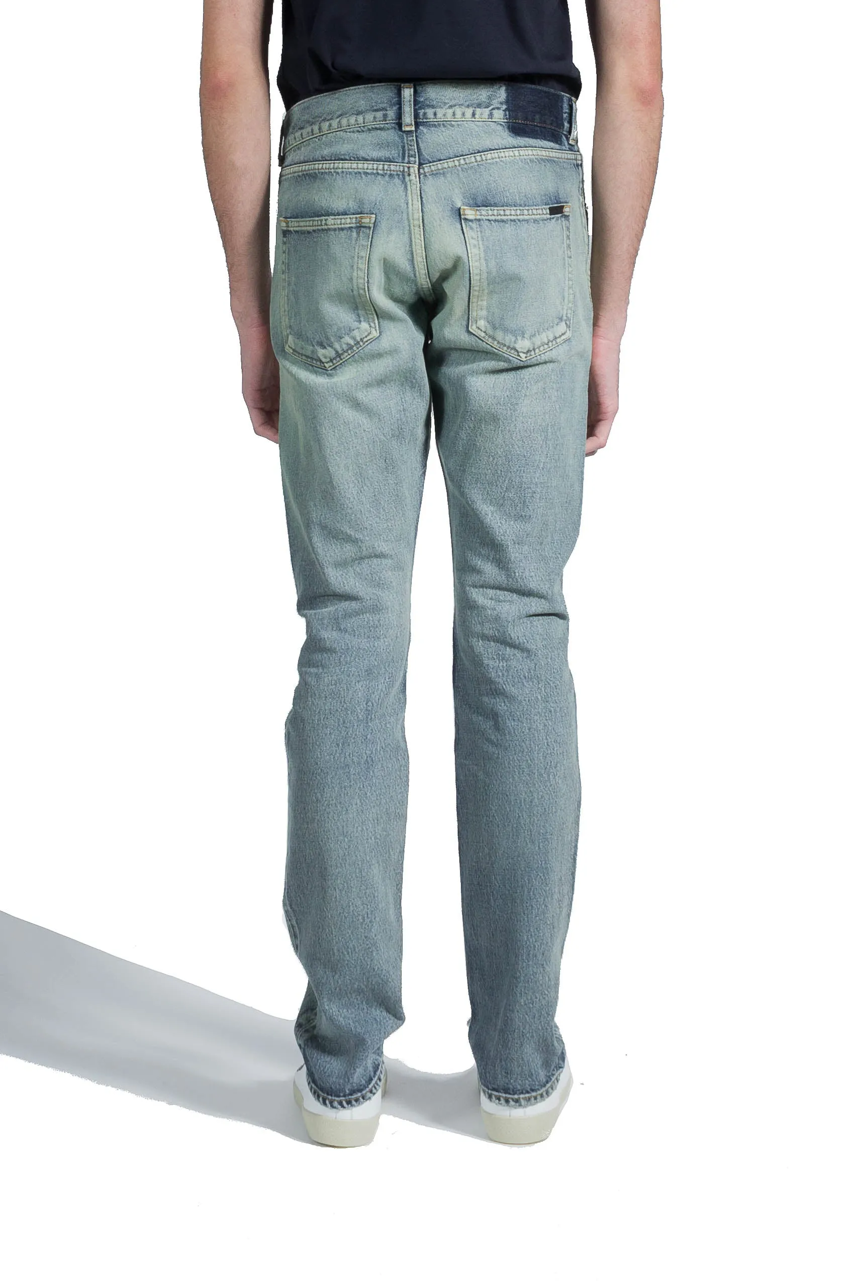 Siant Laurent Slim Fit Jeans In Indigo Sky Blue Denim
