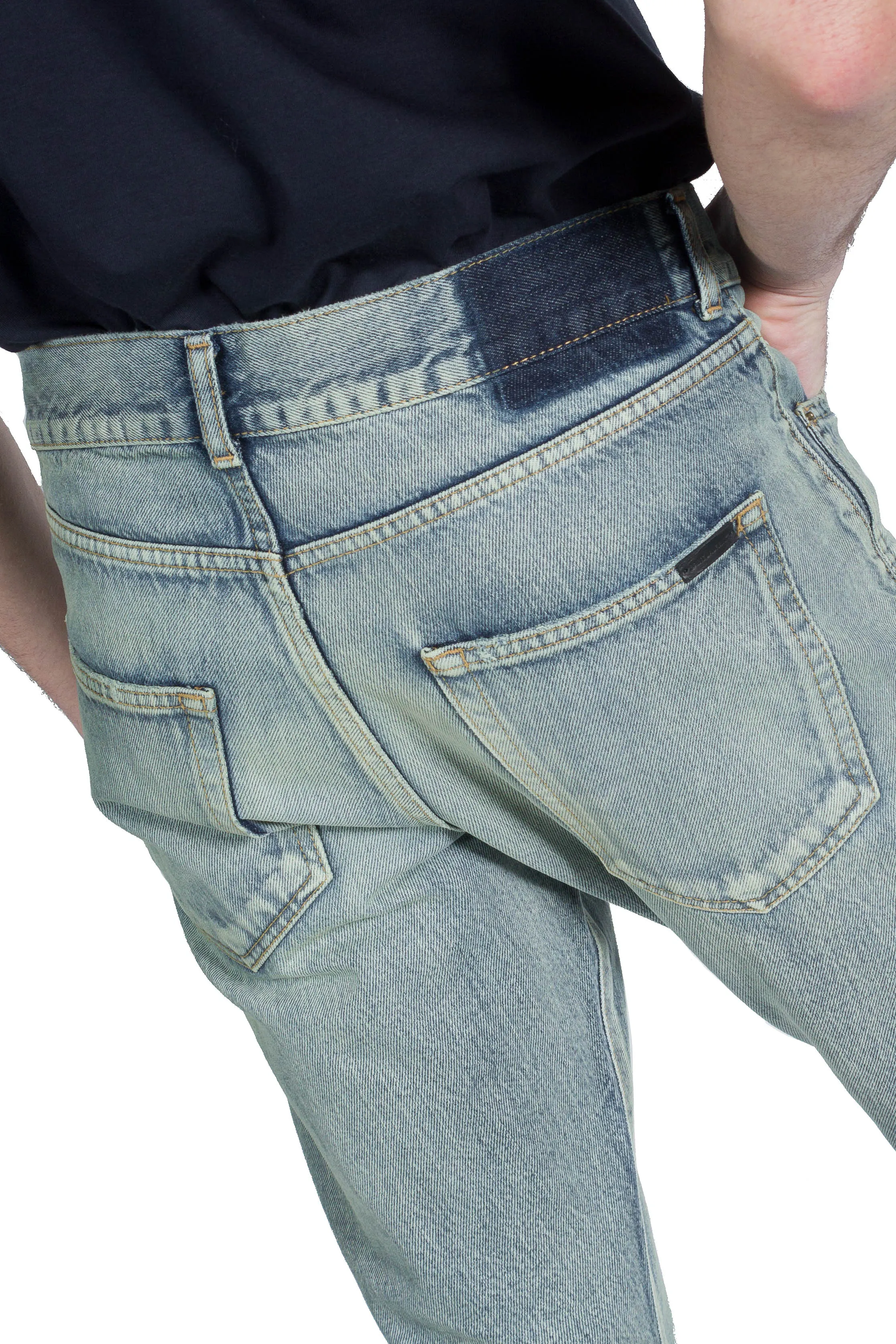 Siant Laurent Slim Fit Jeans In Indigo Sky Blue Denim